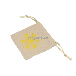 Bolsa de algodón de Geometría Sagrada amarilla Cristal pulido en estilo Feng Shui con mascota de negocios para regalos - Product Image 1