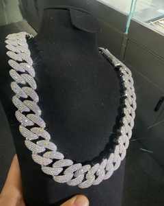 Cadena elegante de moissanita de oro blanco de 14K VVS1 Diamante de corte princesa Plata de Ley 925 Pases Probador de diamantes Estilo HipHop incluido - Product Image 3