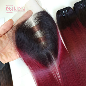 Extensiones de cabello vietnamita crudo de trama a máquina, personaliza todos los estilos y colores, pelucas delanteras de encaje para mujeres negras - Product Image 1