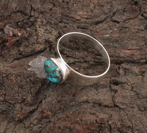 Anillo de Plata de Ley Envejecida con Engaste de Bisel, Gema de Turquesa Azul, Hecho a Mano, Forma de Pera, Estilo Clásico Vintage, para Bodas y Fiestas, para Mujer - Product Image 6