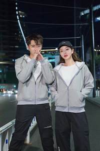 Vente en gros de sweats à capuche épais logo personnalisé broderie couleur unie unisexe pas cher fermeture éclair complète sweats à capuche surdimensionnés en hiver et en automne - Product Image 5