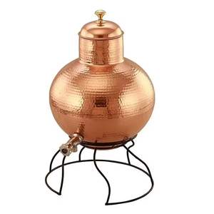 Distributeur d'eau en cuivre pur 100% de jauge lourde martelé à la main avec robinet en acier inoxydable Capacité de 2 + gallons - Product Image 4