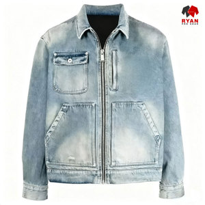 Chaqueta Vaquera Personalizada para Hombre Ryan Pro Gear, Cierre de Botones Cómodo, Logotipo Personalizado, Estilo Sólido, OEM para Ropa Casual de Invierno - Product Image 1