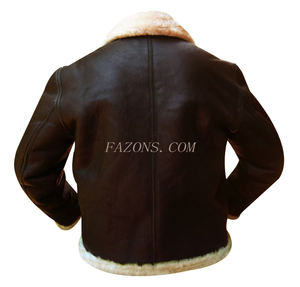 Chaqueta de Piloto de Cuero para Hombre, Estilo Aviador, con Forro de Piel de Oveja Auténtica, Chaqueta de Cuero de Piloto de la Fuerza Aérea, con Forro Cálido de Piel - Product Image 4