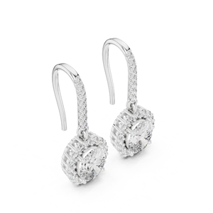 Pendientes de diamantes redondos con forma ovalada fabricante de joyería fina cultivada en laboratorio diseños personalizados disponibles al por mayor - Product Image 1