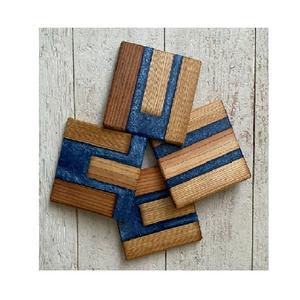 Top Quality Customize Handmade Square Epoxy Resin & Wood Resin <b>Sea</b> Green Decorative Coasters for Giveaways Gifts Stone Coasters - Product Image 5