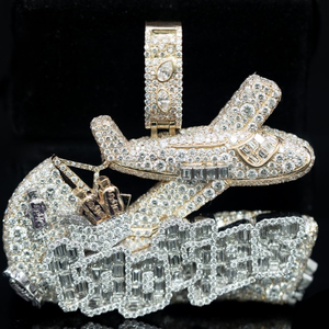 Chaîne cubaine en diamant baguette Moissanite VVS personnalisée en usine, logo 3D, nom, pendentif hip-hop avec bijoux glacés pour hommes - Product Image 1