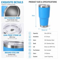 Gobelet isotherme en acier inoxydable de 30 oz avec couvercle à paille, gravure laser de logo personnalisé, tasse à café de voyage pour voiture, OEM ODM