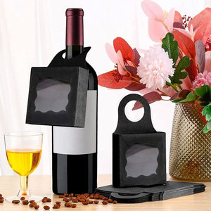 Caja de botella de vino con ventana colgante caja de regalo plegable cajas de embalaje de papel Kraft boda cumpleaños decoración fiesta suministros - Product Image 3