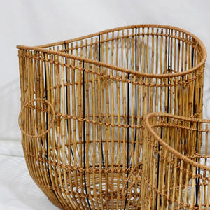 Artex Dong Thap Cestas de almacenamiento de ratán ondulado tejidas a mano con asas decorativas - Product Image 4