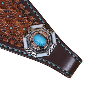 Top Trending Western Tack Set Herramientas geométricas Twisted Turquoise Leather Trenzado Western Bridle & Breastplate Horse Tack Set - Product Image 6
