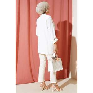 Veste Détaillée à Manches Pliées Blanc - Product Image 3