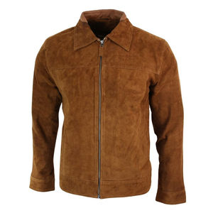 Chaqueta de cuero de gamuza para hombre Chaqueta de cuero de piel de cordero real marrón Biker Moto Chaquetas de cuero puro para hombre personalizadas - Product Image 1
