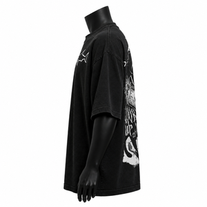 Camiseta Oversize de Algodón Grueso para Hombre, Estampado Gráfico, Estilo Urbano, Ajuste Holgado, Hombro Caído, Venta al por Mayor OEM - Product Image 4