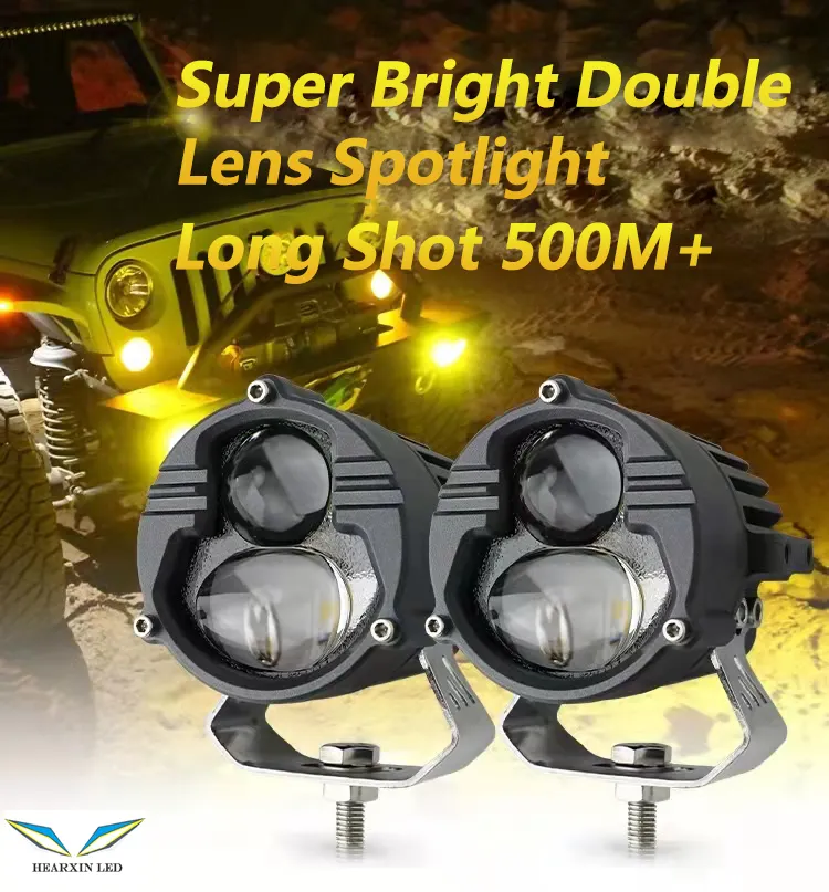 IP68 Super Bright Double Lens Driving Spotlight Offroad Auxiliary Lamp 4X4 Light For Wrangler Ford/ Toyota/ Nissan Auto Cars