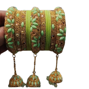 Conjuntos de brazaletes de pulsera de moda para fiesta de boda de estilo Bollywood indio para Henna brazaletes Churiyan hechos a mano de alta calidad para mujer - Product Image 5