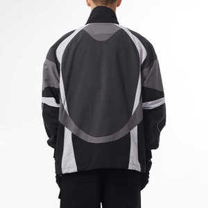 Slim Fit Soft Stretch 100% Polyester Color Block Windbreaker <b>Jacket</b> Jogging Sportswear Nylon Tracksuit for Men's KIT-N-FIT SPORT - Product Image 3