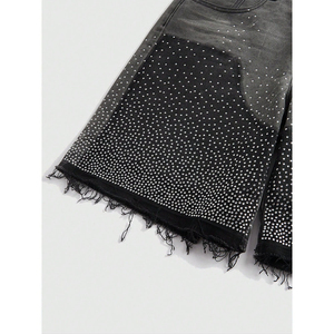 Shorts Vaqueros Bordados, Lavados, Transpirables, de Verano, Cintura Media, Corte Recto, Personalizados, Ropa Urbana para Hombre, 100% Algodón - Product Image 4