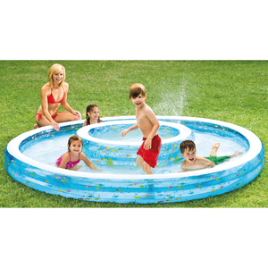 Piscina Gonfiabile Rotonda Doppia per Bambini a Forma di Pesce cm. 279x36 H (lt. 990+232) - Product Image 1