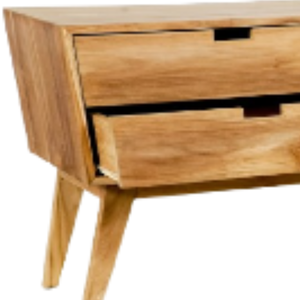 Buffet moderne en forme de trapèze - Combinaison de meuble TV et de table basse en teck de 150 cm avec deux tiroirs en provenance d'Indonésie - Product Image 6