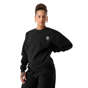 เสื้อสเวตเชิ้ตคอกลมโอเวอร์ไซส์สำหรับผู้หญิง เสื้อพูลโอเวอร์ผ้าฟลีซเนื้อนุ่ม สวมใส่สบาย สตรีทแวร์ลำลอง เสื้อลำลองใส่สบายๆ - Product Image 2