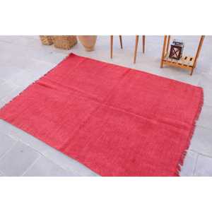 Alfombra Turca Vintage, Alfombra de 4.6x6.1 pies, Alfombra de Camuflaje Roja y Blanca - Product Image 2