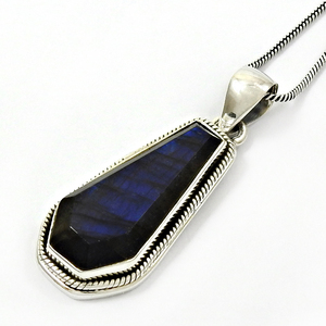 Blue <b>Labradorite</b> Coffin Shape <b>Pendant</b> 925 Sterling Silver Natural Gemstone Customized Handmade Jewelry Wholesale Price Suppliers - Product Image 1