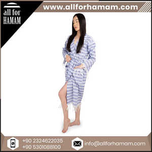 Peignoir de luxe élégant Peshtemal tissé à la main séchage rapide 100 coton Robe et serviette ensemble unisexe taille XL léger pour une utilisation en hôtel - Product Image 6