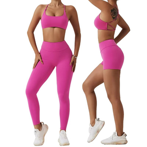 Conjunto de ropa deportiva de Yoga para mujer, Top corto asimétrico con cuello oblicuo, pantalones de cintura alta, logotipo frontal transpirable, ropa de Fitness para gimnasio - Product Image 6