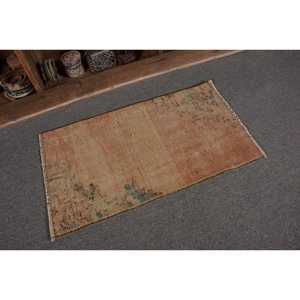 Alfombra turca Vintage Beige Verde 1,4X2,5 pies Lana hecha a mano Respetuoso con el medio ambiente Pila grande Diseño de retazos Respaldo de látex - Product Image 5