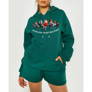 Vierge correspondant famille logo personnalisé imprimé sweat 100% coton sweat bouffée impression sweat à capuche ensemble personnalisé polaire sweats femme. - Product Image 6