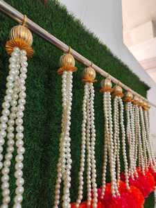 Guirlandes artificielles artisanales en perles et fleurs moelleuses de type souci, pour Ganpati Poojan ou décorations de mariage - Product Image 5