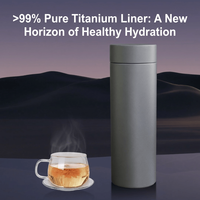 Thermos en titane pur dans un coffret cadeau 480 ml/16 oz, vaisselle de bureau de luxe avec séparateur à thé