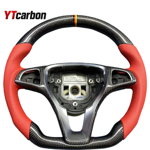 Volante de Cuero Rojo con Fibra de Carbono YTcarbon para <span class=keywords><strong>A180</strong></span> CLA 250 W117 W156 W166 X166 C117 W205 W2013 C218 W213 X253 C253 W447 - Product Image 1