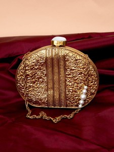 2025 bolso de mano de lujo de diseñador más vendido, embrague adornado de latón con monedero de patrón único de nácar - Product Image 2