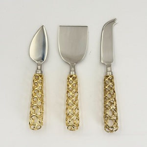 Ensemble d'outils à fromage en acier inoxydable de style nouveau, manche plaqué or, couteaux à fromage, couteau à gâteau et ensemble à fromage, vente en gros à bas prix - Product Image 2