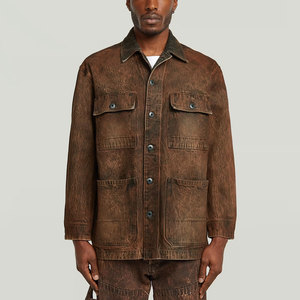 Chaquetas de mezclilla para hombre hechas de material de secado rápido y teñido liso/chaquetas de mezclilla para hombre de longitud regular para adultos - Product Image 1