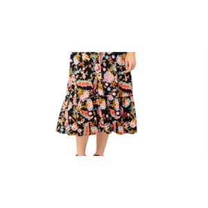 Abito Midi Leota per Kelly Nero con Stampa Multi-Labbra, Taglia S, Elegante per Feste, Boho, Traspirante, Naturale, Taglie Forti per XL 3XL, per Festival - Product Image 3