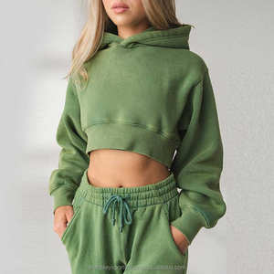 Sudadera con capucha de manga larga para mujer al por mayor, Sudadera corta con logotipo personalizado, Sudadera ligera y resistente al viento para mujer - Product Image 3