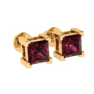 Pendientes de Plata de Ley 925 con Moissanita VVS Brillante y Granate, Pendientes de Botón de Oro Rosa para Mujer, Regalo Elegante para Fiesta - Product Image 4
