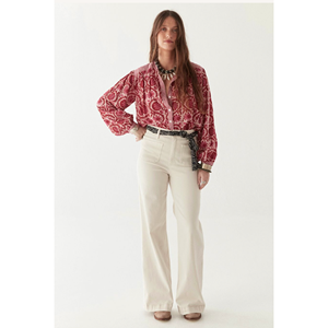 Blusa Asimétrica LEANDRA con Lazo, Estampado Floral, Chifón, Rosa Flamenco, Tallas XL-4XL, para Fiestas de Otoño - Product Image 4