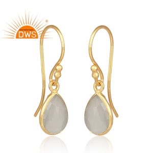 คุณภาพที่ดีที่สุดเงินสเตอร์ลิง18K ชุบทองธรรมชาติสีขาวมูนสโตนอัญมณีห้อยต่างหูดีมีคุณภาพดี - Product Image 2