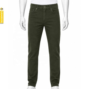 SAMAVIA Jeans de Mezclilla de Algodón para Hombre, Corte Recto, Color Verde Oliva, Cintura Alta, Corte Regular, Estilo Casual, Fabricante Mayorista OEM - Product Image 1