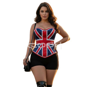 Corsé de satén con varillas de acero y diseño de la bandera británica / Corsé con la bandera del Reino Unido - Product Image 3