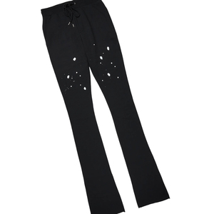 Ensemble survêtement décontracté pour femmes noires, sweat-shirt et pantalon de survêtement d'hiver, streetwear, imprimé à l'acide, éclaboussures de peinture, tenue en deux pièces - Product Image 2