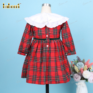 Robe mi-longue en flanelle à carreaux rouge et vert 3D 100% coton certifiée OEKO-TEX pour bébés filles OEM ODM Vente en gros BB3228 - Product Image 6