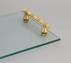 Plateau de service de luxe en laiton fait à la main poignées de feuille ornée plateau de boisson décoratif de collation de qualité commerciale écologique pour la maison - Product Image 6