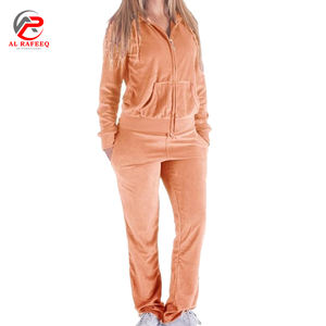Logo personnalisé Automne Hiver 2026 Survêtements en velours pour femmes Haut long à capuche avec jogger Ensemble Survêtements - Product Image 6
