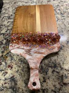 เขียงไม้สักเรซินอีพ็อกซี่ทำด้วยมือสำหรับเสิร์ฟอาหาร - Product Image 2