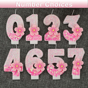 เทียนวันเกิดรูปดอกไม้สีชมพูแบบไล่ระดับสีสำหรับตกแต่งเค้ก - Product Image 4